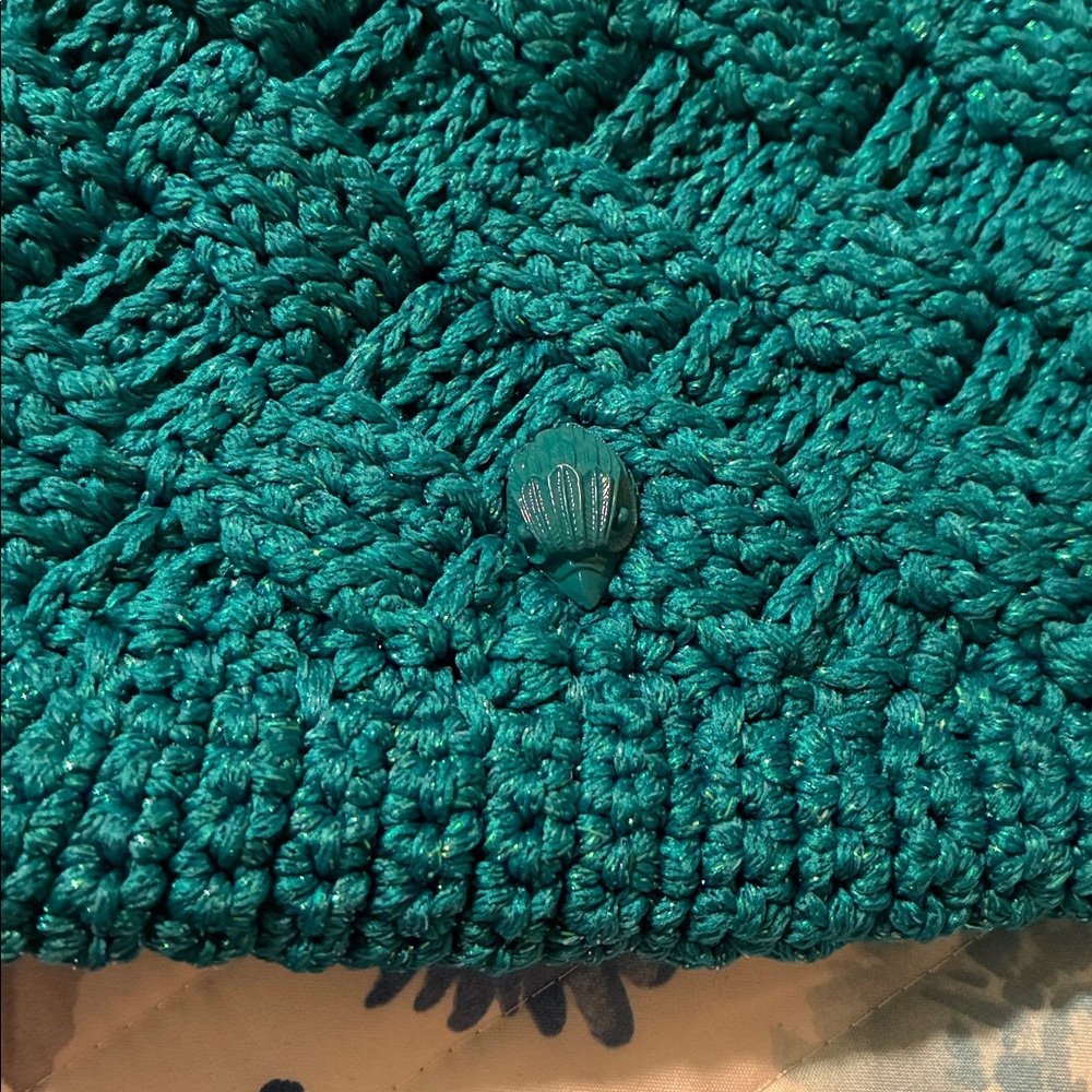 Kurt Geiger Teal Knit Bag with Chain Accent - Picture 5 of 10